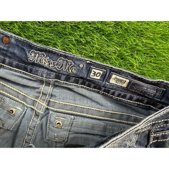 Miss Me Distressed Blue Boot Cut Jeans - Picture 3 of 13